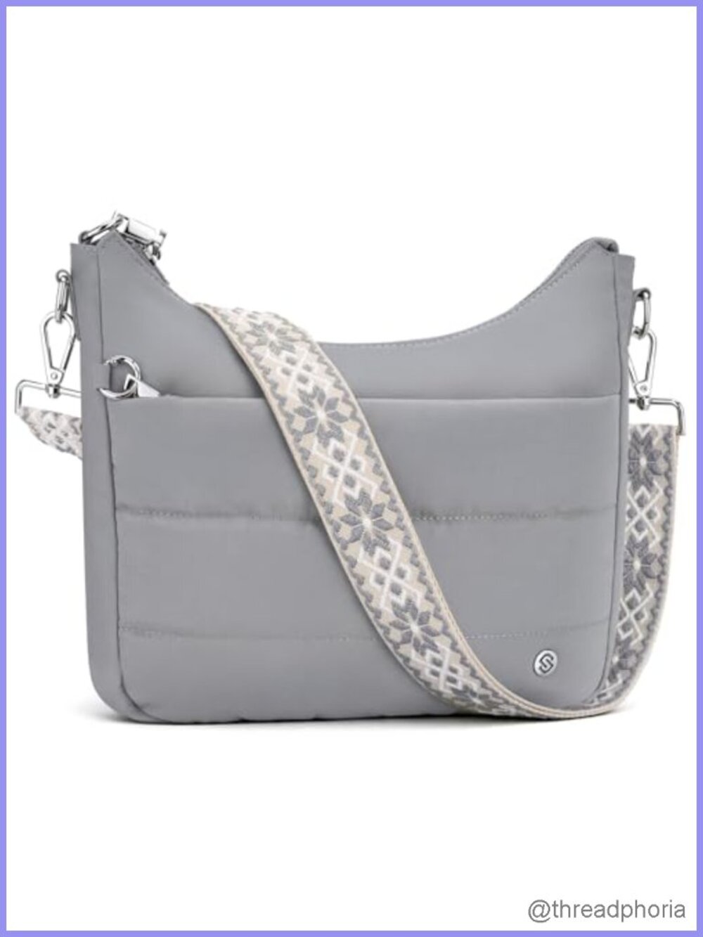Anti-Theft Quilted Nylon Crossbody Hobo Bag with RFID Blocking